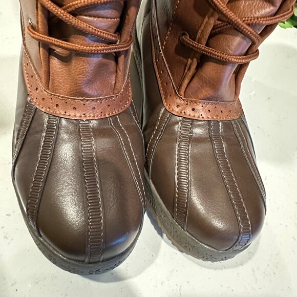 Brown & Cream Tall Lace-Up Boots Size 5.5/38 Womens Heila Man Made/Textile Upper - Picture 10 of 12